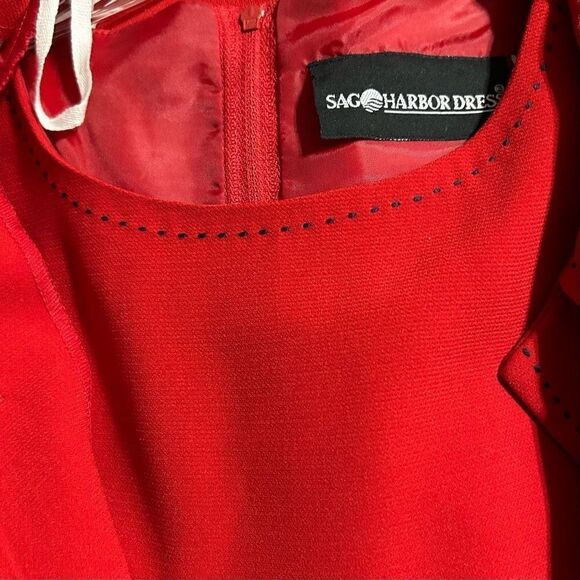 Vintage Sag Harbor Suit 2 Piece Red Matching Jacket & Midi Dress Size 12 New Tag - Picture 12 of 13
